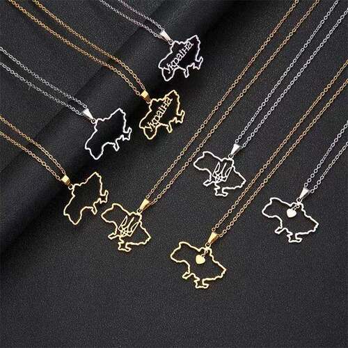 fashion ukraine map pendant necklace women girls jewelry.