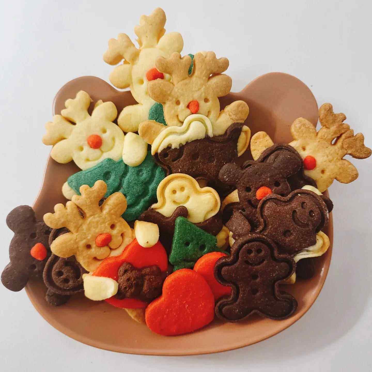 出口日本 圣诞3D卡通立体圣诞树姜饼人4件套烘焙饼干压模具套装