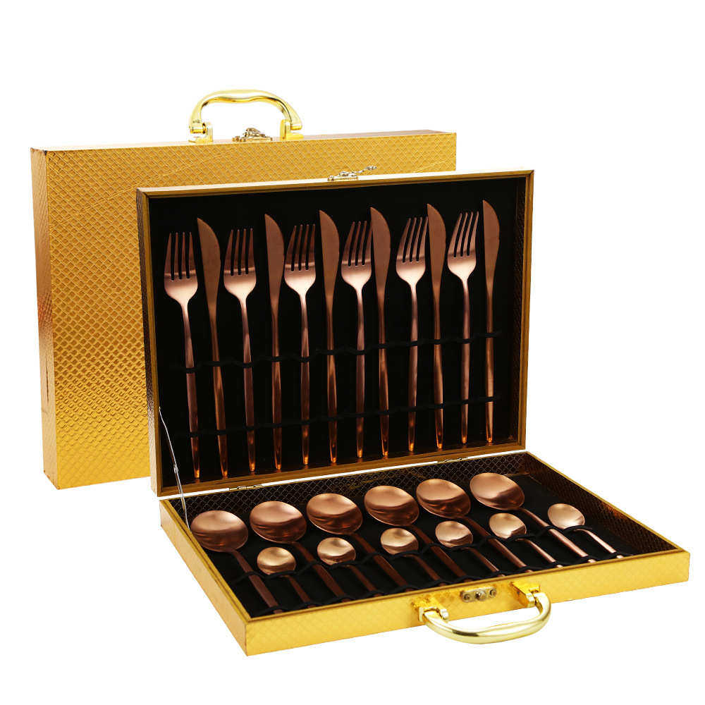 新款产品砂光薄款葡萄牙餐具24件套装金木盒刀叉勺套装,餐饮具,叉/勺/筷套装,淘宝优惠券,粉丝福利购,淘宝优惠卷