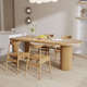 北欧实木岛台餐桌一体家用小户型半圆靠墙吃饭桌椅组合网红奶油风