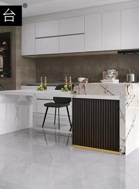 高端岩板岛18245台餐桌一体式轻现代家用厨奢房长伸缩意方形中岛