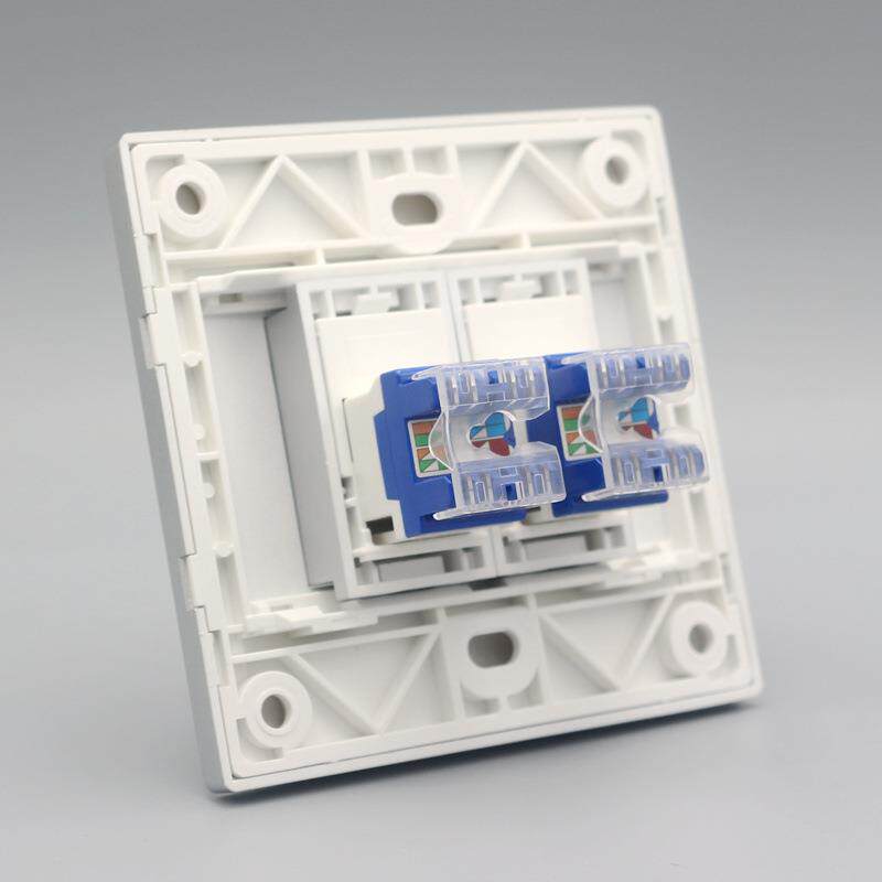 六类电脑插座 银色86型双口6类网络面板CAT6千兆网线接口墙壁面板