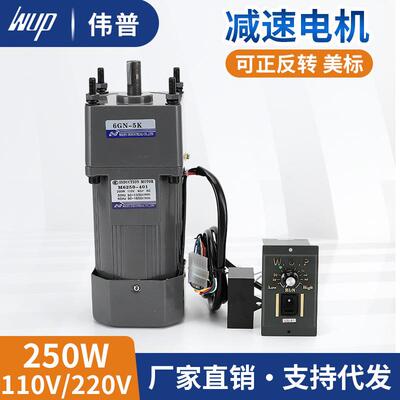 WUP减速电机250W110V调速电机M250-401无极调速马达齿轮减速电机