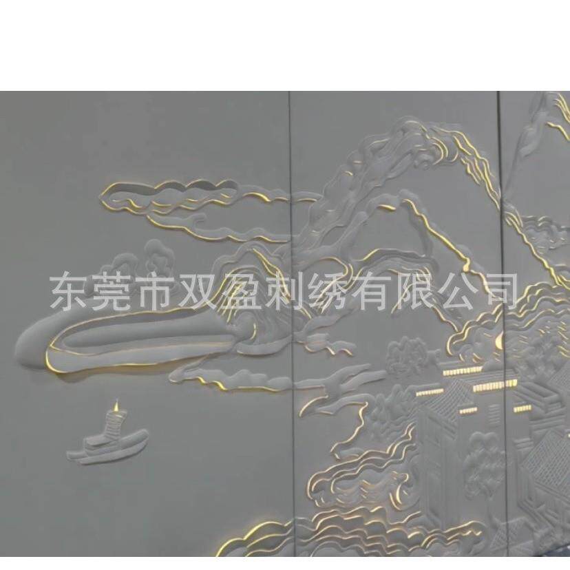 定制皮雕艺术刺绣硬包东南亚背景墙艺术大厅酒店卧室美洲壁画艺术