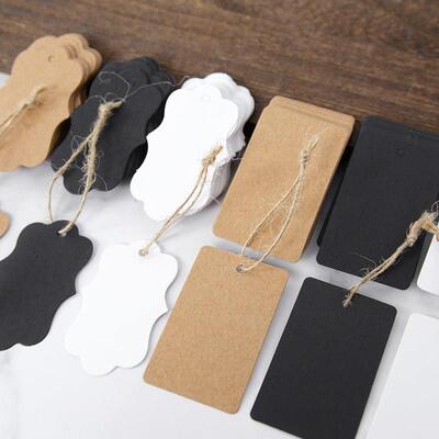 100pcs Blank Gift Tag Kraft Paper Hang Tags Label with Ropes