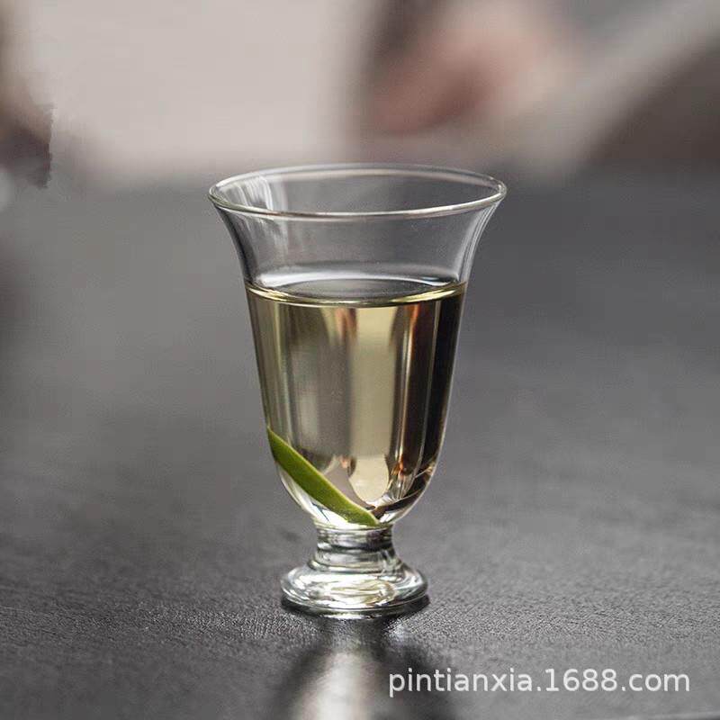 透明玻璃高脚品茗杯绿茶杯闻香杯品鉴杯耐热小茶杯家用功夫茶具