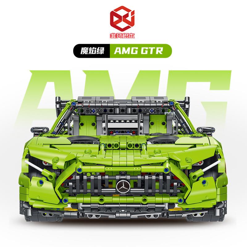 非凡F100011:8绿魔敞篷兰渤基尼svj高难度拼装积木玩具模型
