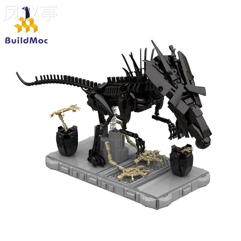 Buildmoc影视系类yi形抱脸虫女王积木玩具摆件兼容拼搭玩具