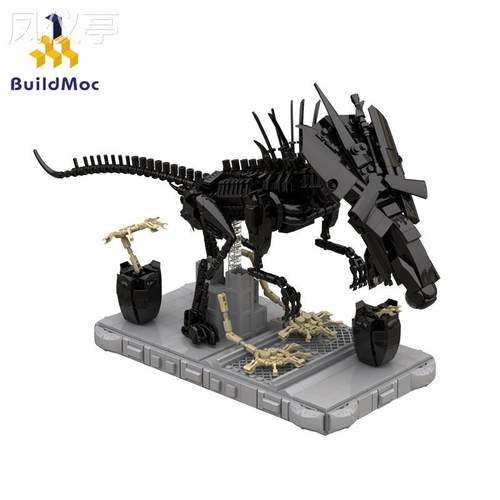 Buildmoc影视系类yi形抱脸虫女王积木玩具摆件兼容拼搭玩具