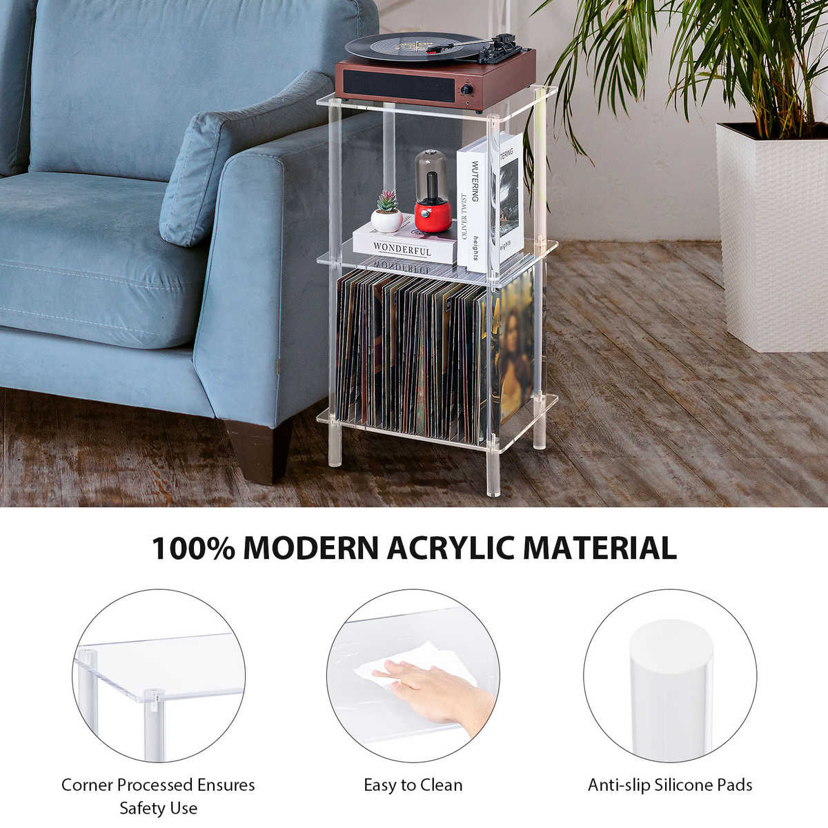 透明亚克力茶几三层床头柜ins风客厅家具卧室办公室置物架现货