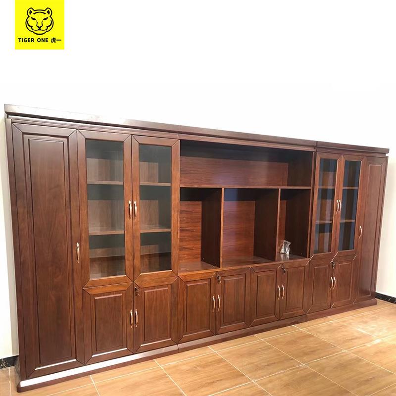 一办虎公家具2.m高文件2柜木制实木皮油文件柜木漆更带衣柜储物柜