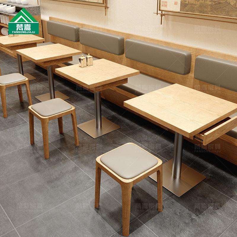 面馆米线店厅卡座沙发主题餐餐楼FANSONG-饮饭店快餐带抽屉桌卡子