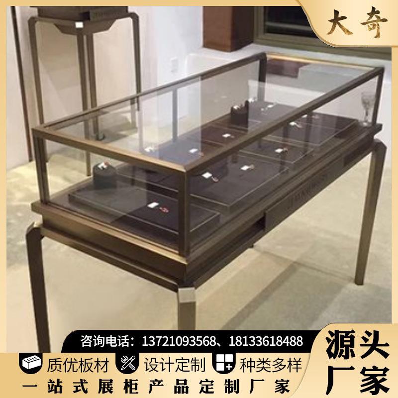 珠宝柜展示柜柜台定做不锈钢黑钛奢侈品玉器圆形中岛珠宝展示柜