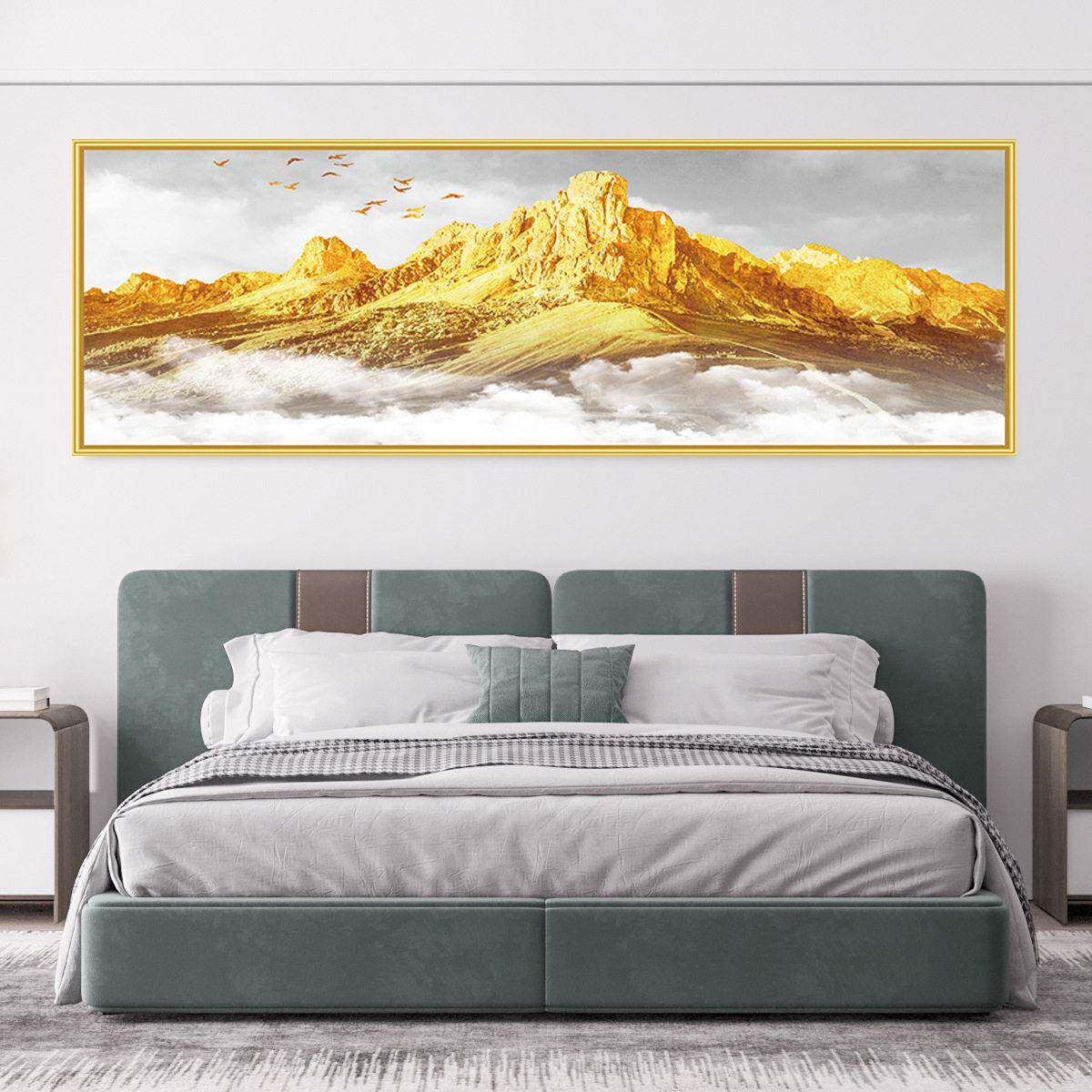 背靠金山床头自粘贴画夫妻卧室客厅装饰画静心宾馆酒店背景墙贴画