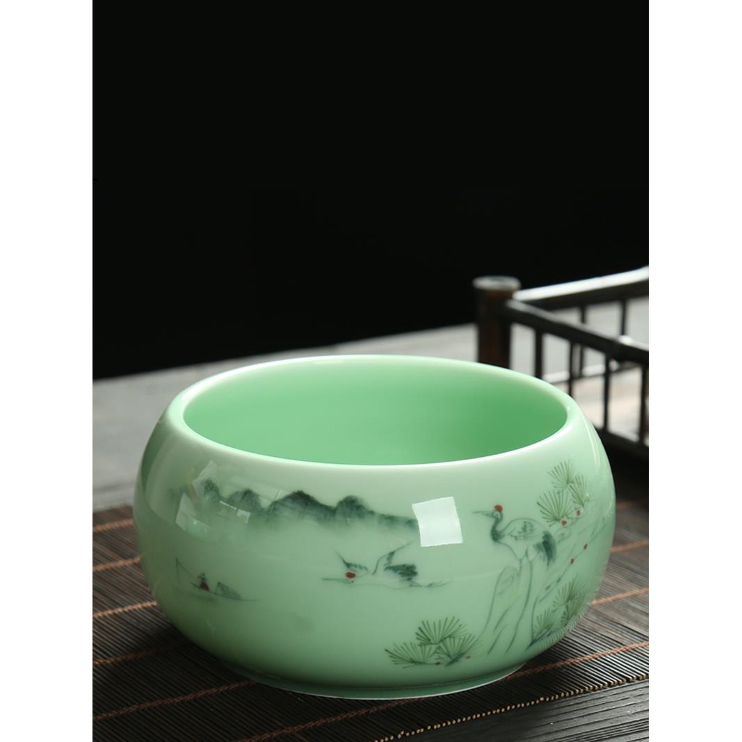 茶洗大号陶瓷茶渣缸家用客厅水洗茶杯盆器皿特大茶具配件水盂笔洗
