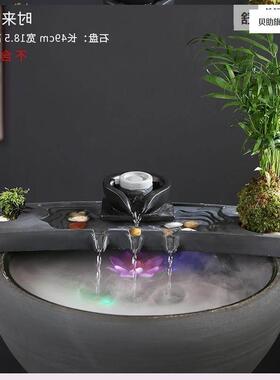 鱼缸水缸造景摆件水循环过滤增族氧饰流水摆陶瓷件装器过滤流水器