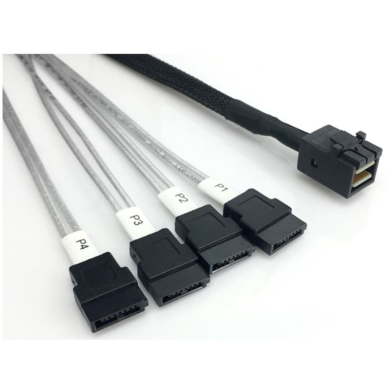 正向12G接口MiniSAS SFF-8643转4*SATA数据线阵列卡/服务器背板线