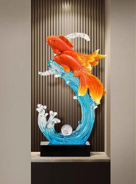 风生水起入户玄关摆件轻奢高档客厅电视柜办公室年年有余锦鲤装饰
