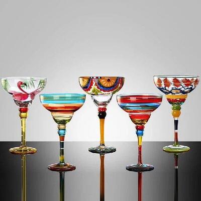 Handmade Colorful Margarita Wine Glasses Exquisite
