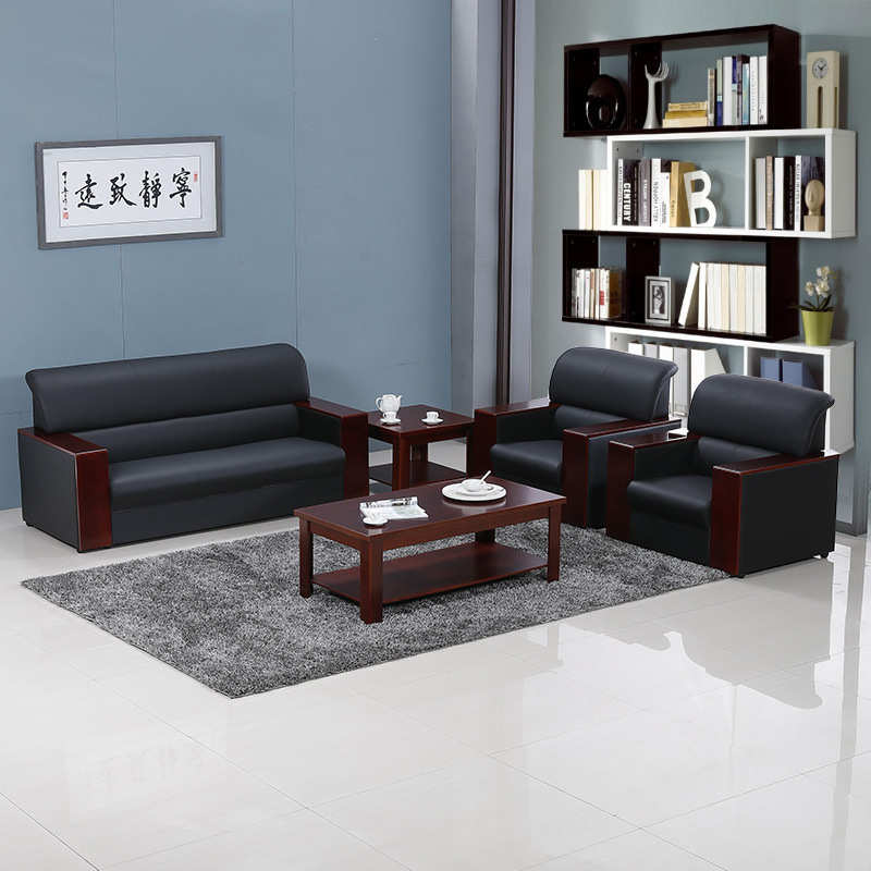 办公商务接待沙发洽谈中式单人三人办公室沙发会客区优质西皮沙发