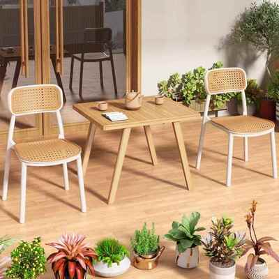 子藤编中古餐椅SIJ家用塑椅料放叠户外网红靠背椅小户型休椅闲桌