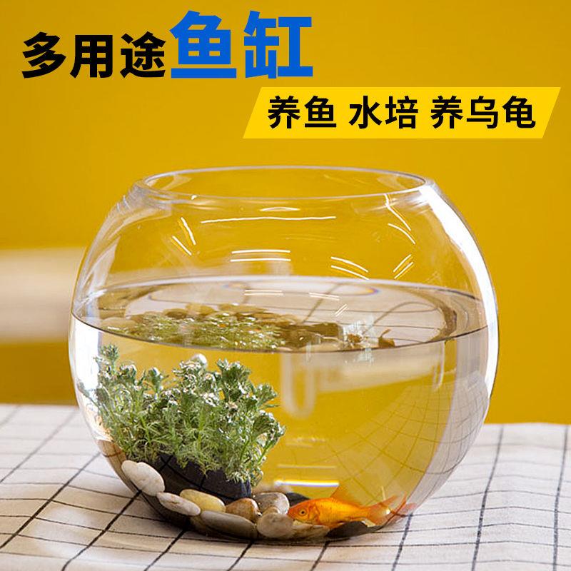 办公室小鱼缸加厚透明玻璃乌龟缸客厅家用桌面扁形迷你小型金鱼缸