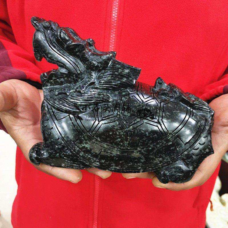 天然独山玉龙龟摆件子母龙龟现代家居客厅电视柜简约摆放朋友礼物