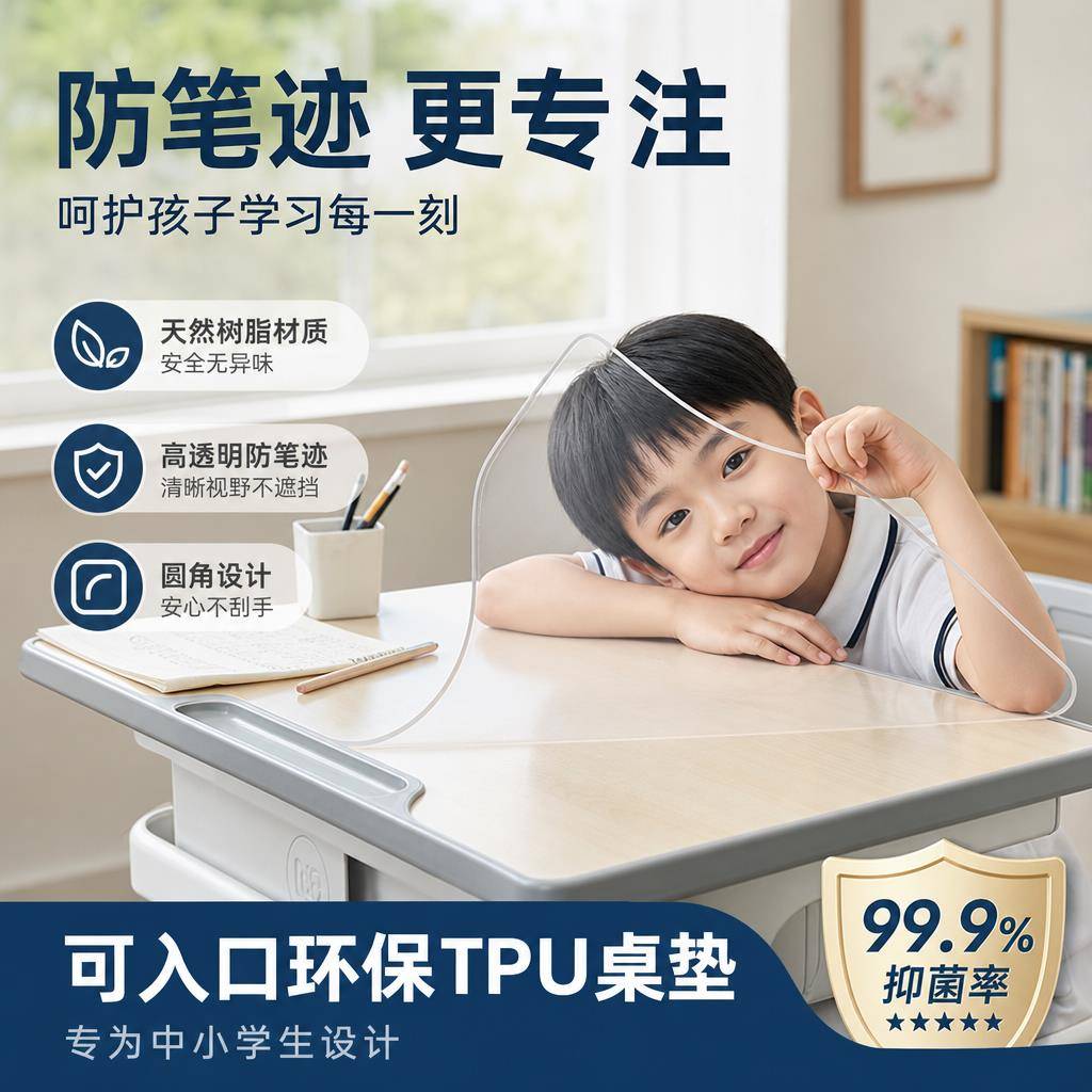 中小学生桌垫专用透明TPU软玻璃学校课桌垫防水防油桌布书桌垫