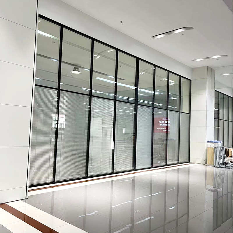双玻百叶玻璃隔断写字楼可调光分区系统内置铝合金百叶隔音包安装
