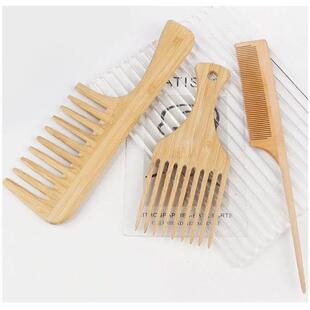 1Pc Bamboo Natural Comb Wooden Anti Hair Afro Fork Static