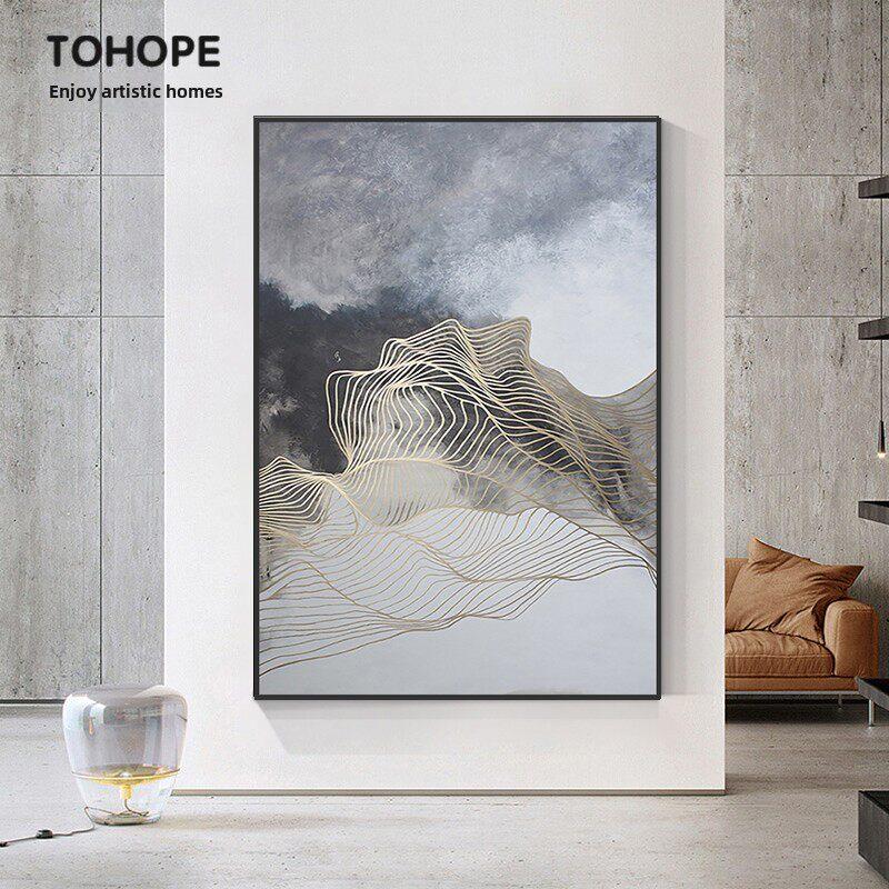 新中国风入口大厅装饰画抽象水晶瓷画客厅走廊过道楼梯间挂画