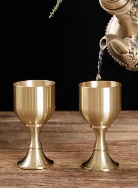 黄铜财神爷酒杯供杯茶杯酒壶家用供奉铜茶酒水杯供神用品摆件纯