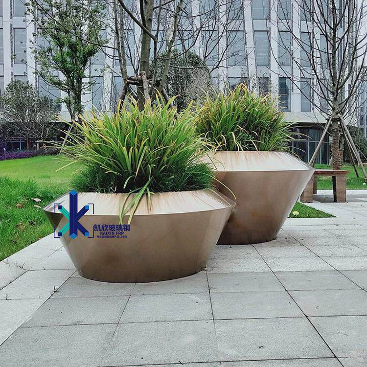 户外玻璃钢花盆组合商场艺术花坛景观花池圆形树池落地大花钵厂家