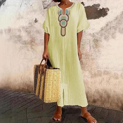 Cotton and linen split dress available in a large number