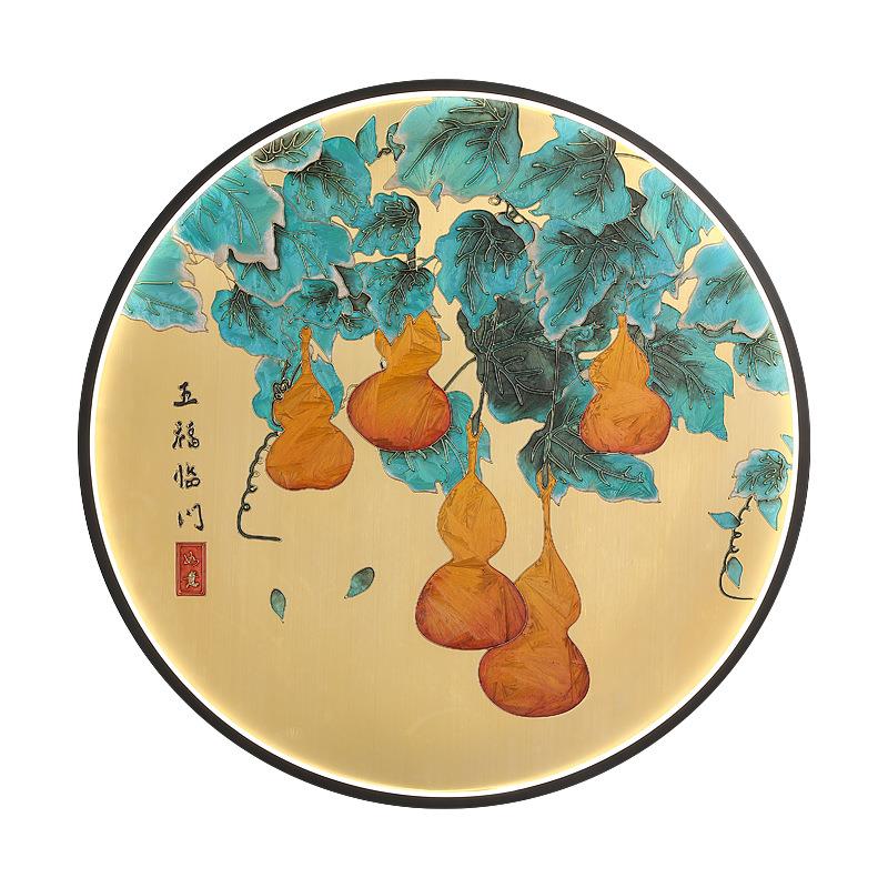锦绣山河新中式壁画灯珐琅彩客厅玄关走廊背景墙楼梯壁灯国潮LED