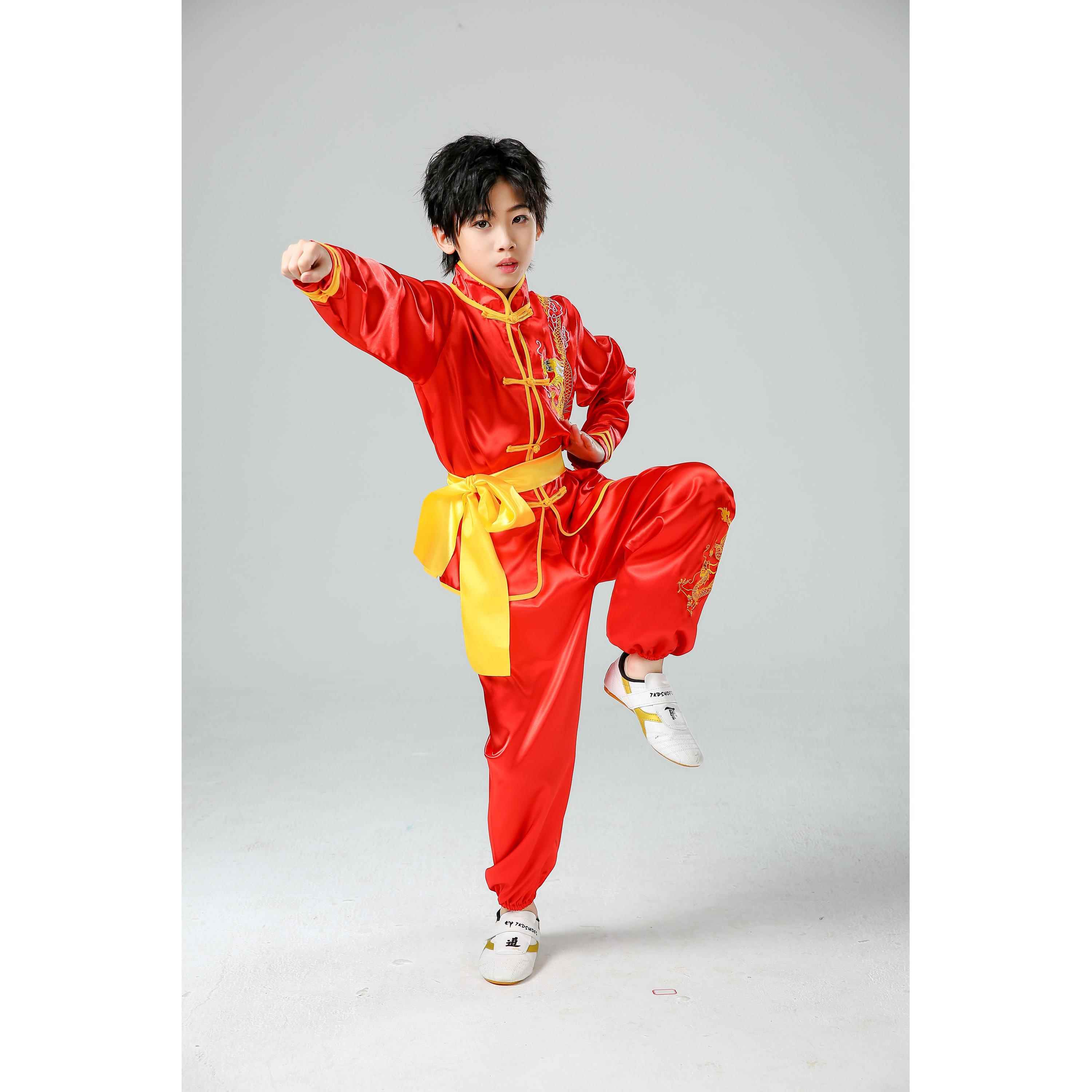 高档儿童武术练功服太儿训练演出服极秋冬季幼武服装中小学术刺绣
