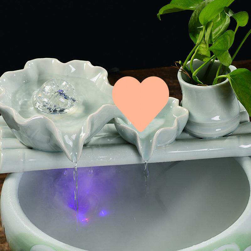 客厅陶装瓷风水球流水循环CTM水鱼喷摆件前台水景饰缸泉开业送礼