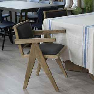 闲角椅设计 实木餐单法人椅转HDC5805 式 乡村复古扶手椅公主椅美式