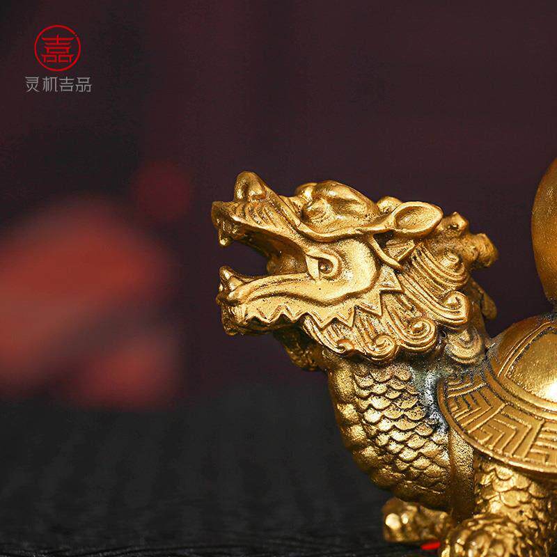 灵机生活馆黄铜龙龟葫芦摆件吉祥物福禄办公室客厅九宫位