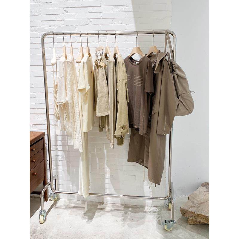 服装店展示架女装店不锈钢货架衣服架子落地式移动挂衣杆银色带轮,商业/办公家具,服装展示架,淘宝优惠券,粉丝福利购,淘宝优惠卷