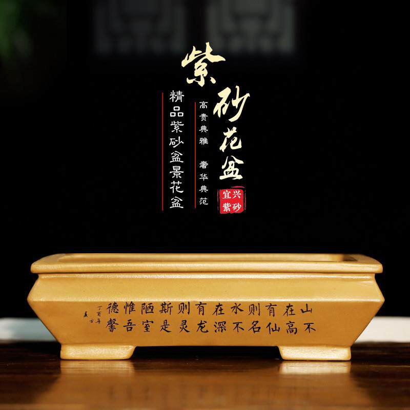 宜兴紫砂花盆长方形精品老桩盆景盆特大号马槽海棠罗汉松树花盆
