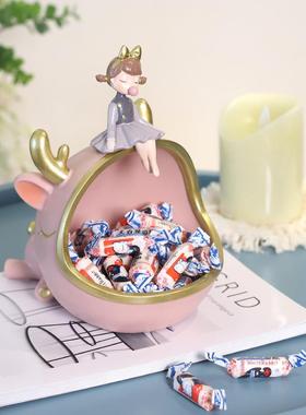 如果 可爱泡泡少女桌面零售糖果收纳摆件 创意树脂家居玄关置物盒