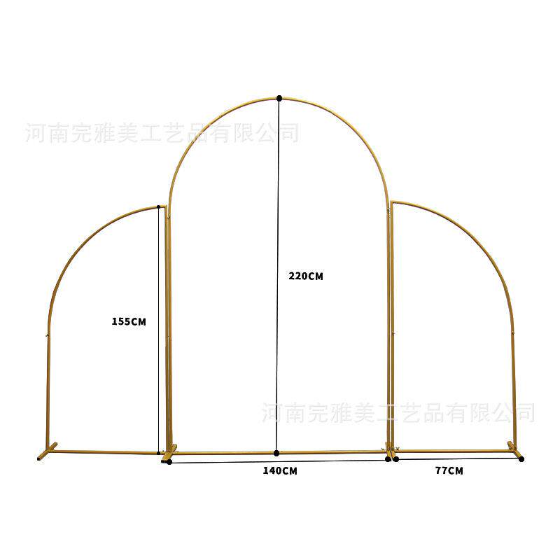 婚庆道具新款铁艺拱门弧形路引户外婚礼架子花架舞台背景三联拱门