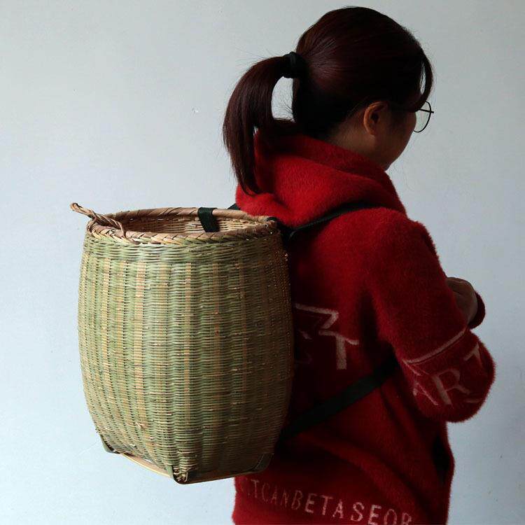 湘西纯手工竹编背篓可背竹筐小号大号蘑菇筐儿童成人背篓采茶背篼
