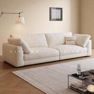 畔语莱茵棉麻布艺沙发小户型直排三人位羽绒白色奶油风客厅云沙发