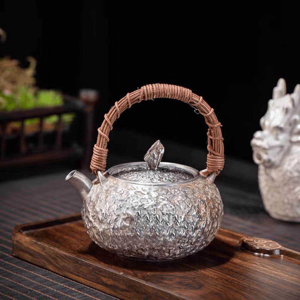 功夫茶具镀金银茶壶家用茶壶瓷陶瓷水壶手工提梁水壶清欢