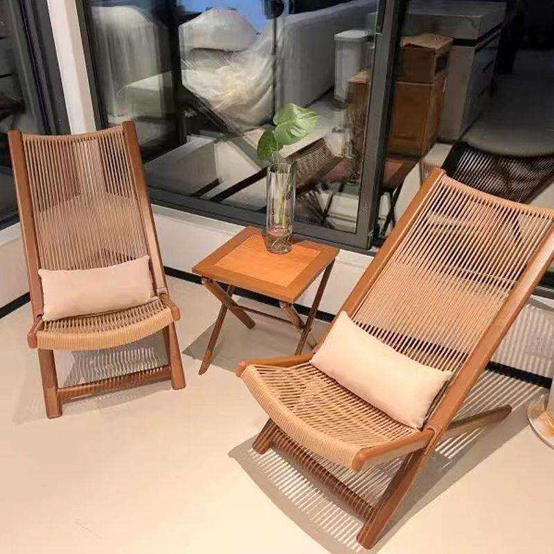 户外花园休闲躺椅阳台小桌椅北欧风庭院藤编一桌二椅露天懒人躺椅