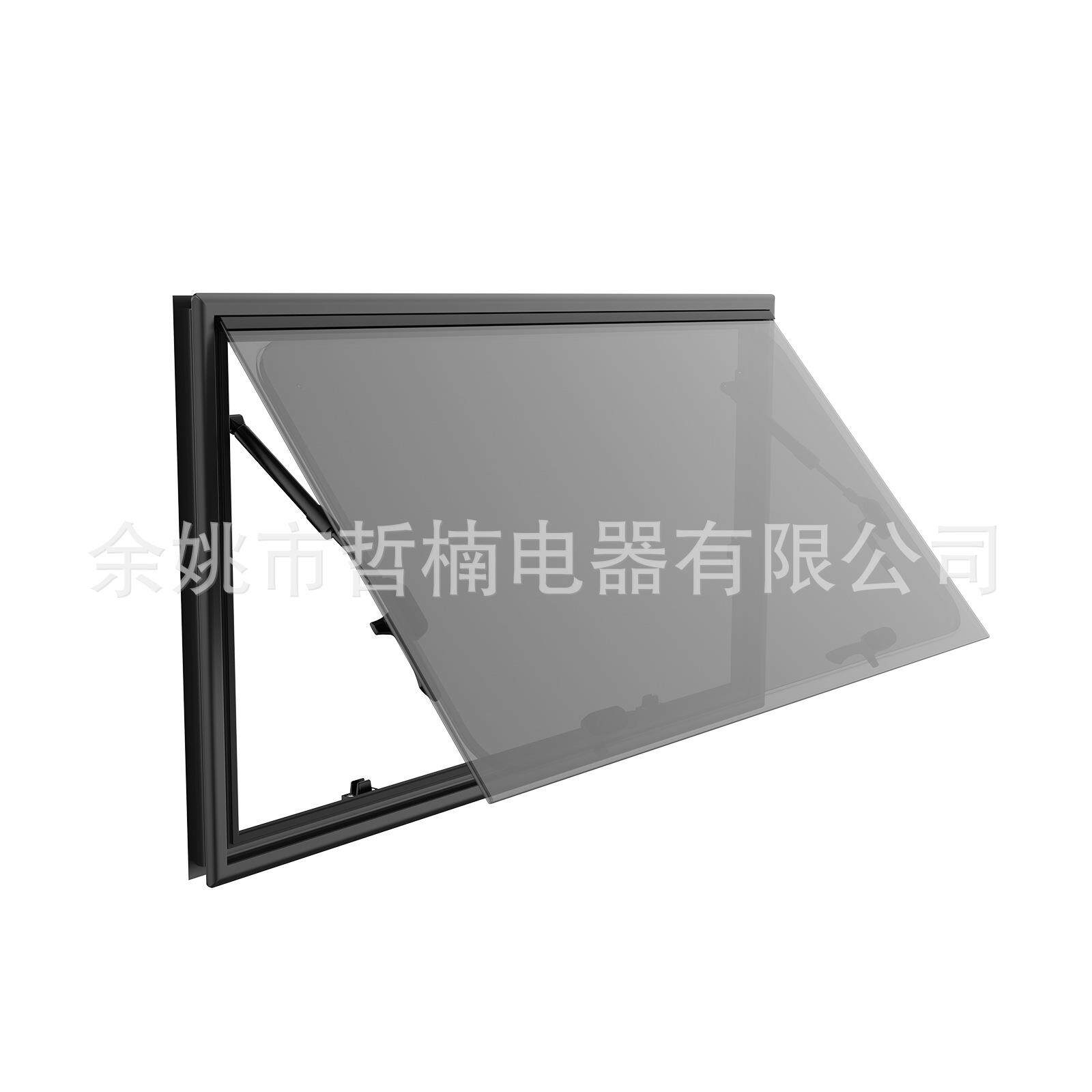 房车外推窗铝合金外框亚克力窗户直角手柄带锁黑色 800*450mm