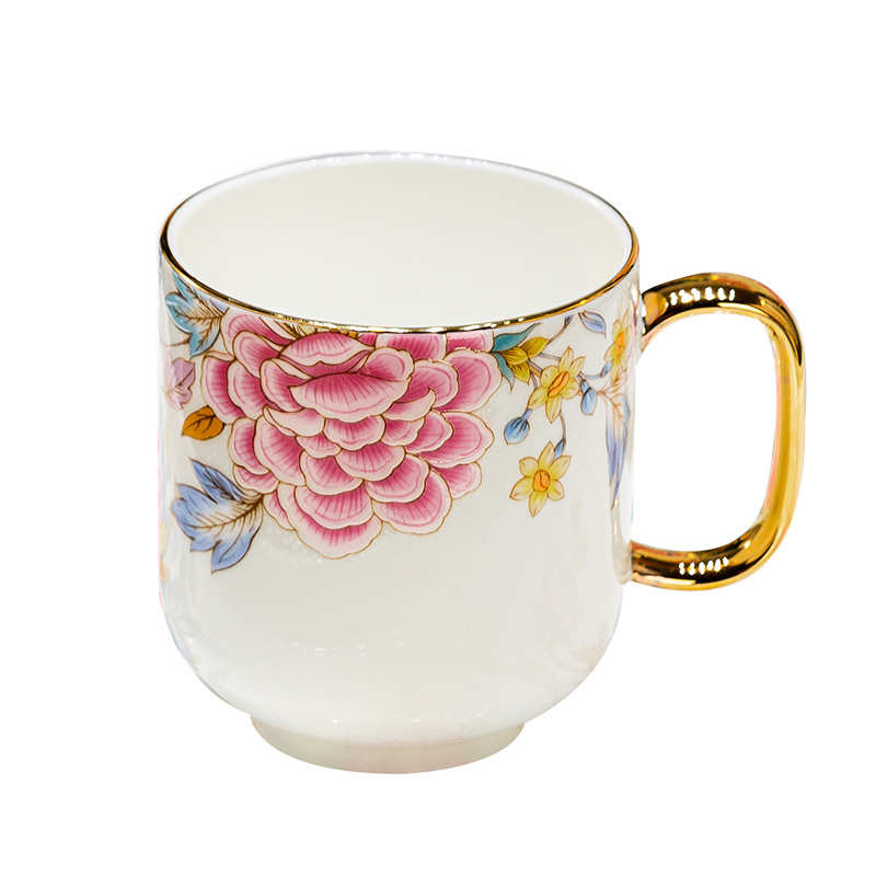 陶瓷茶杯托盘高颜值水杯套装8件套景德镇轻奢风中式骨瓷杯具一套