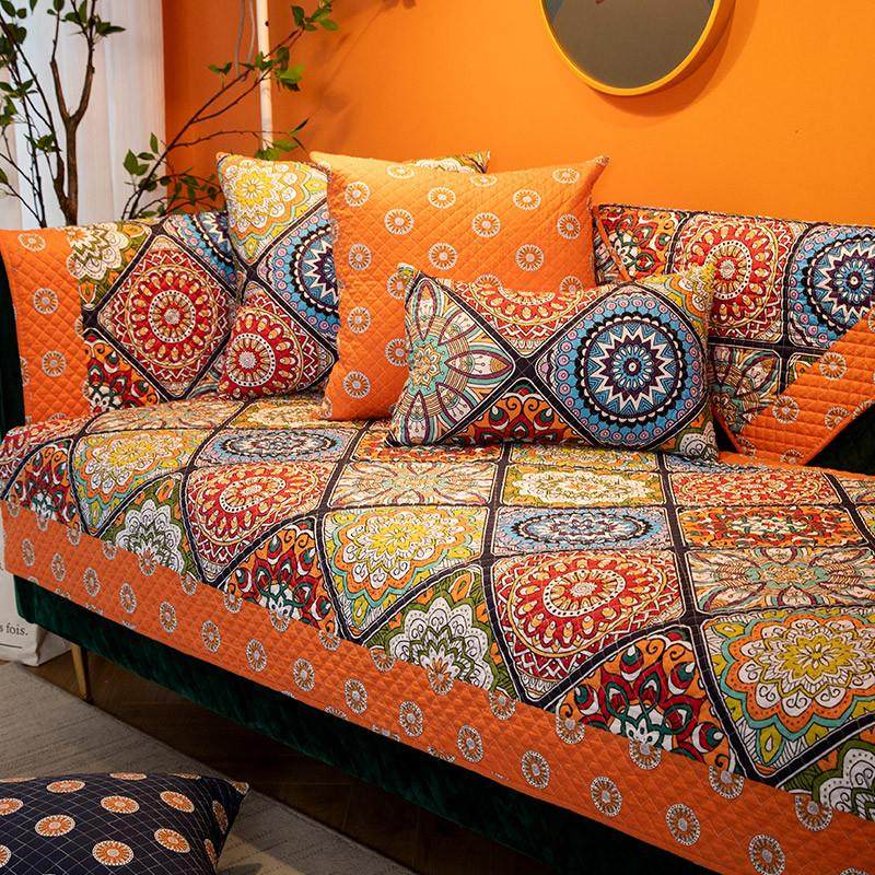 现代全棉四季防滑沙发垫北欧纯棉布万能通用欧式皮沙发套罩巾坐垫